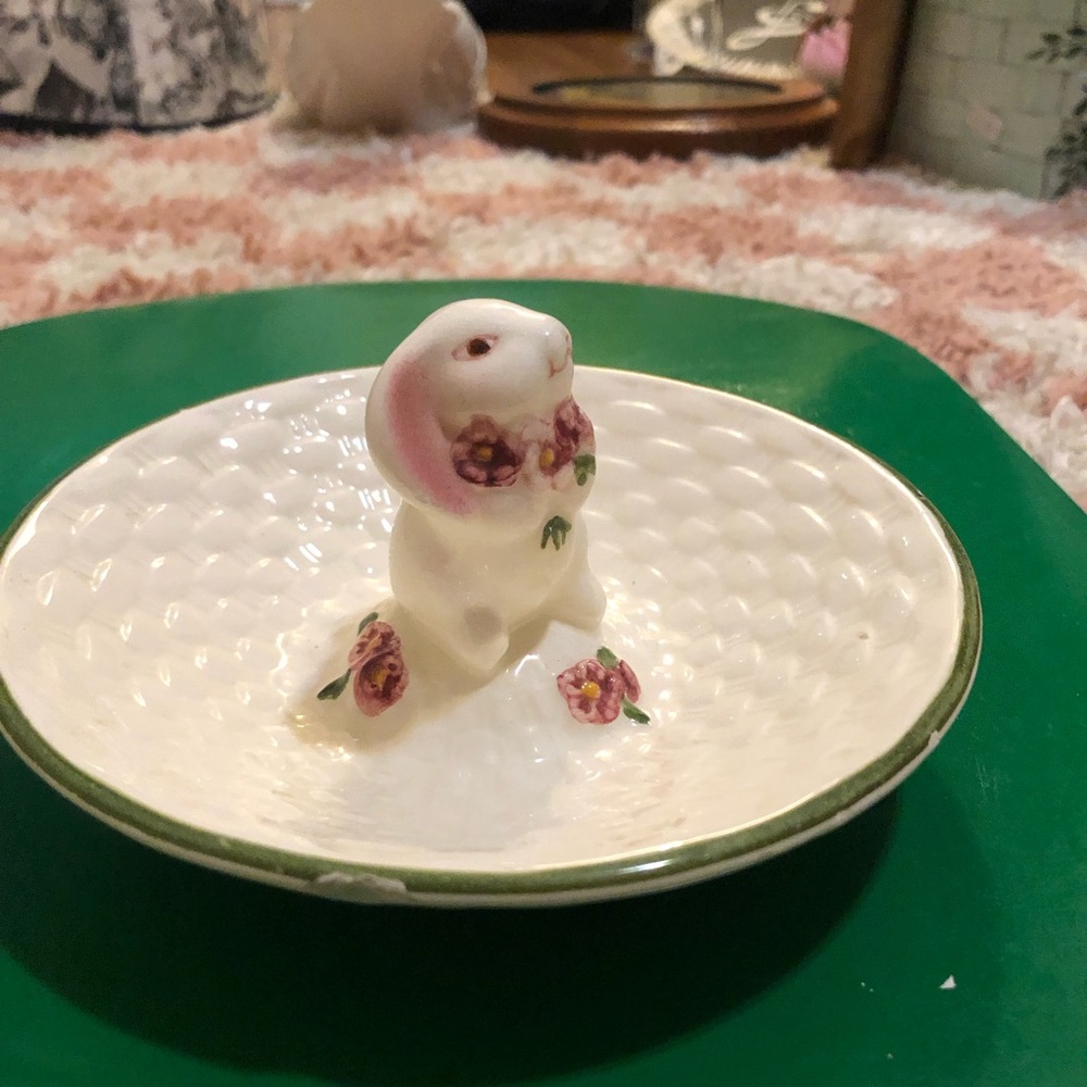 Grandmas Floral Ceramic Bunny Dish